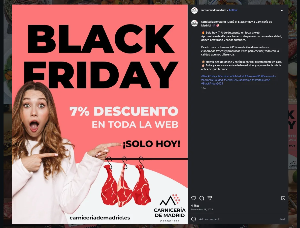 Campaña Black Friday en Instagram