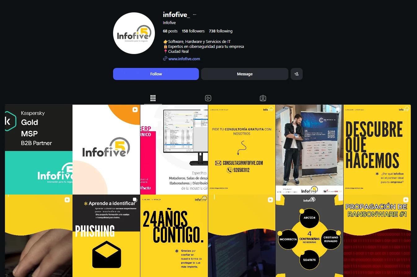 Perfil de Instagram @infofive