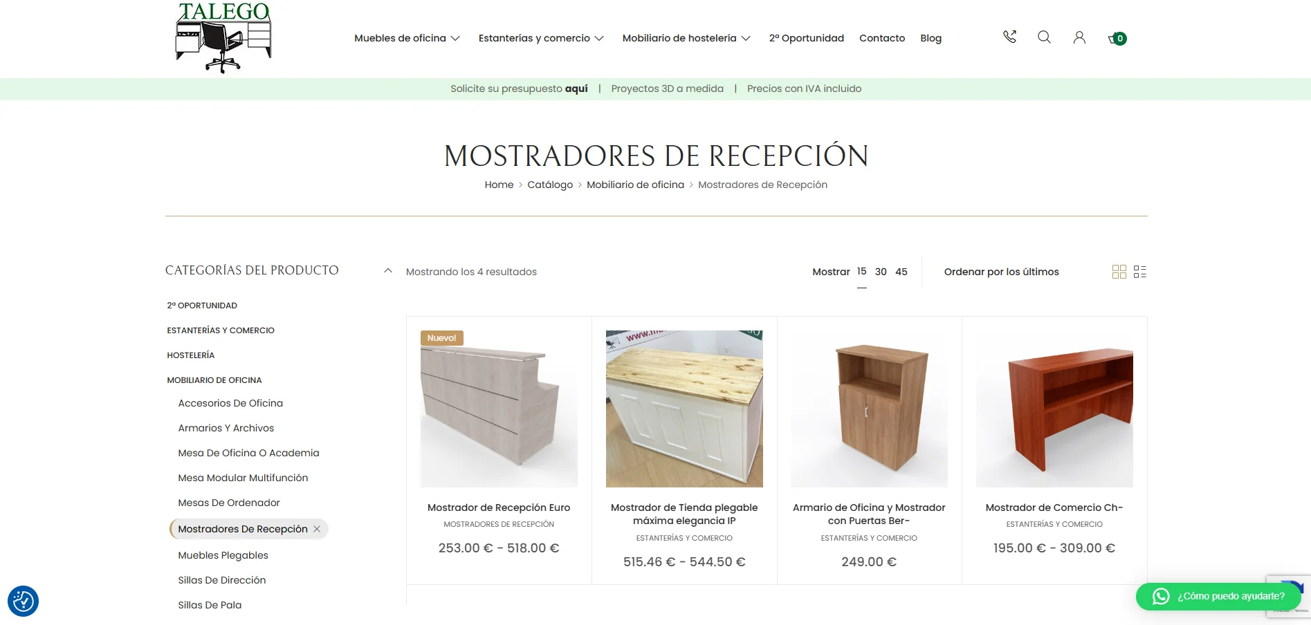 Catálogo de mostradores de recepción