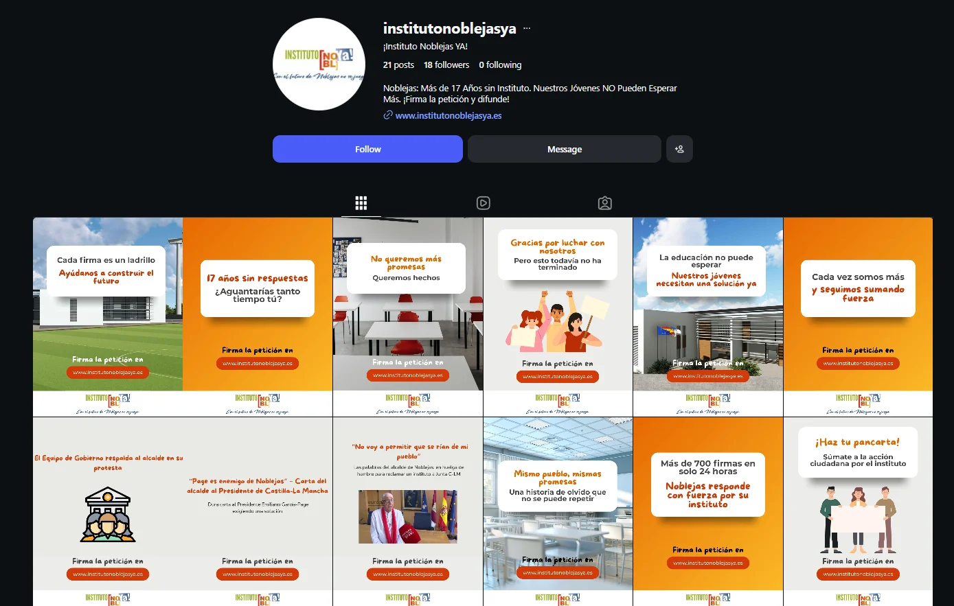 Perfil de Instagram @institutonoblejasya