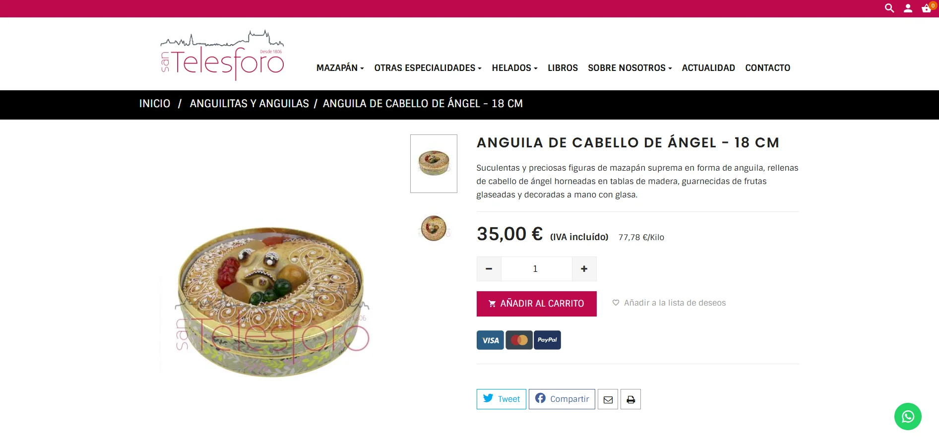 Ficha de producto - anguila de mazapán