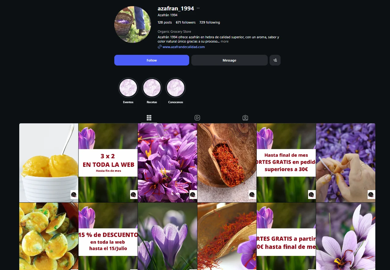 Perfil de Instagram de Azafrán 1994