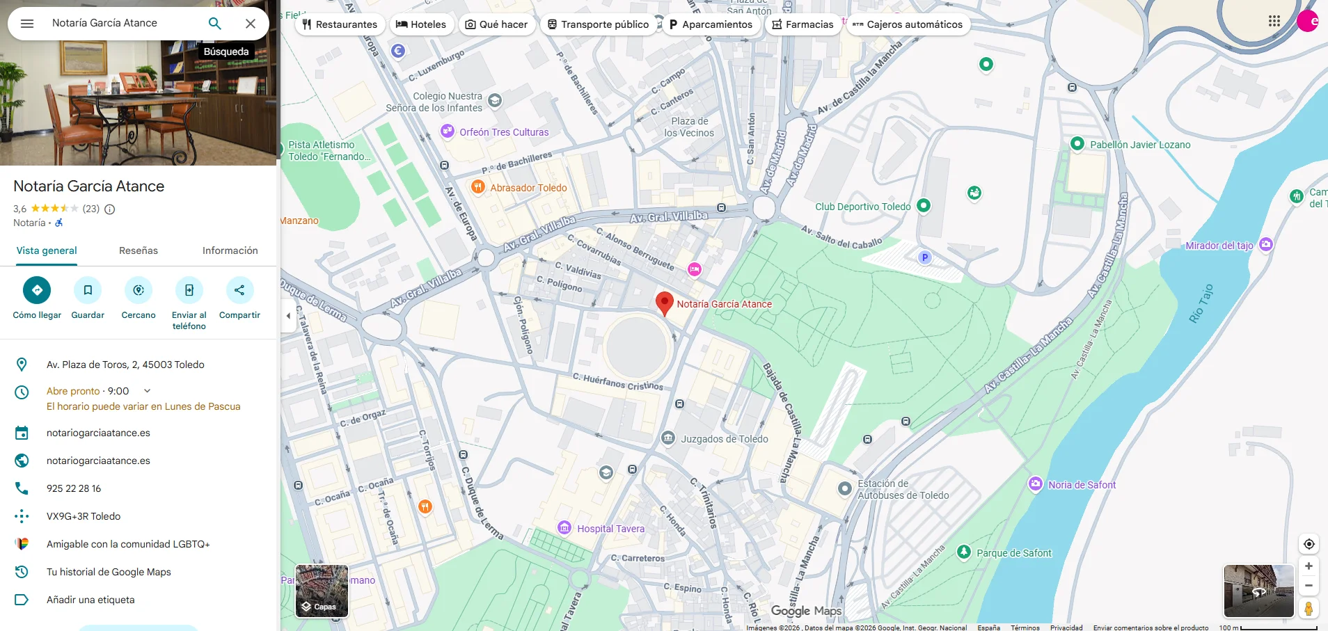 Ficha de Google Maps de la notaría
