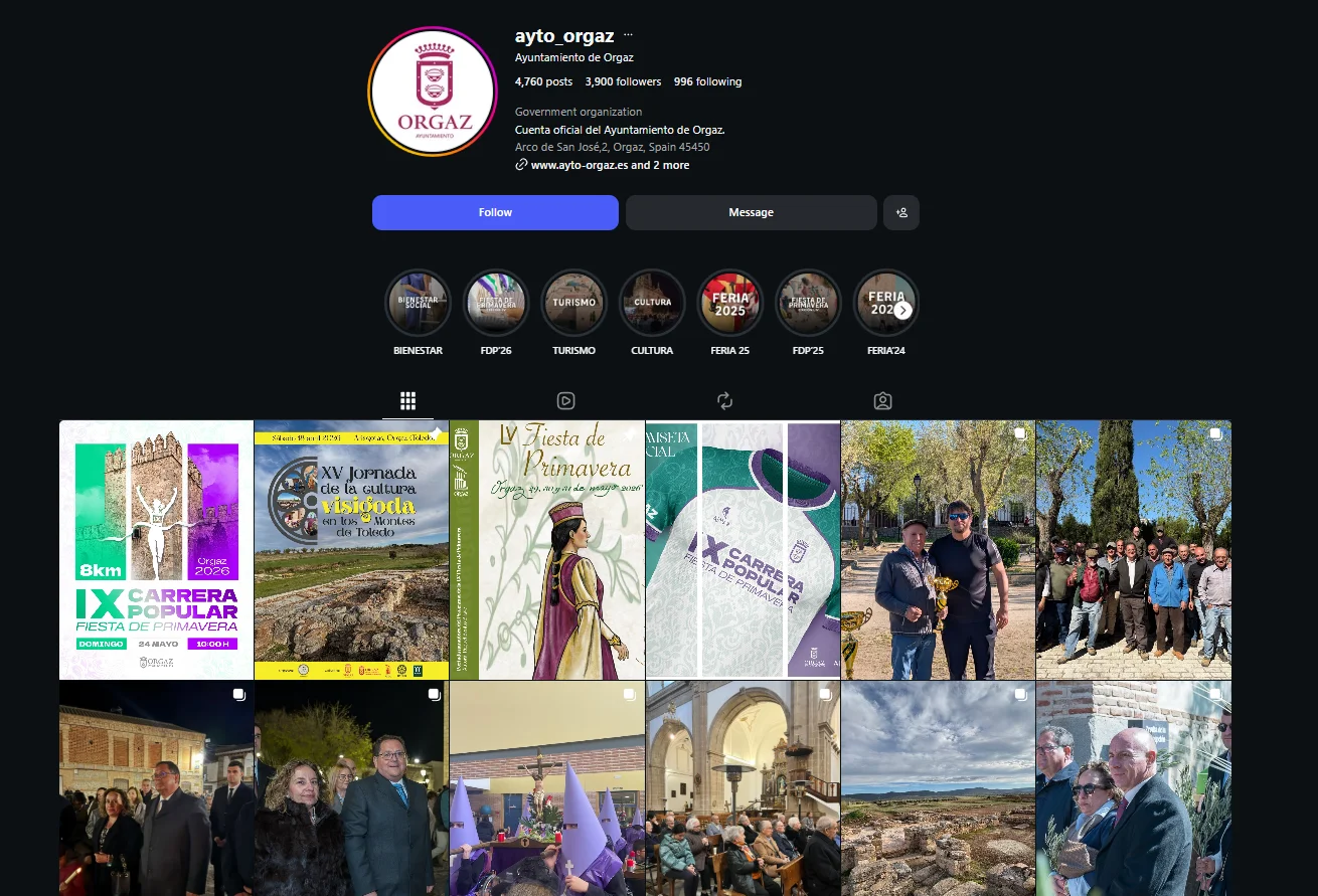Instagram del Ayuntamiento de Orgaz