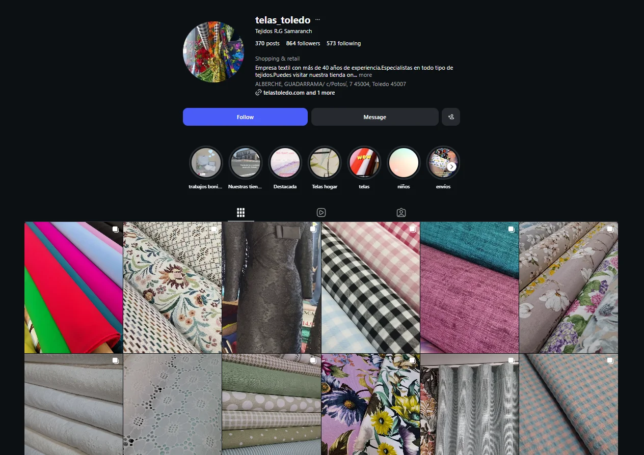 Instagram de Telas Toledo