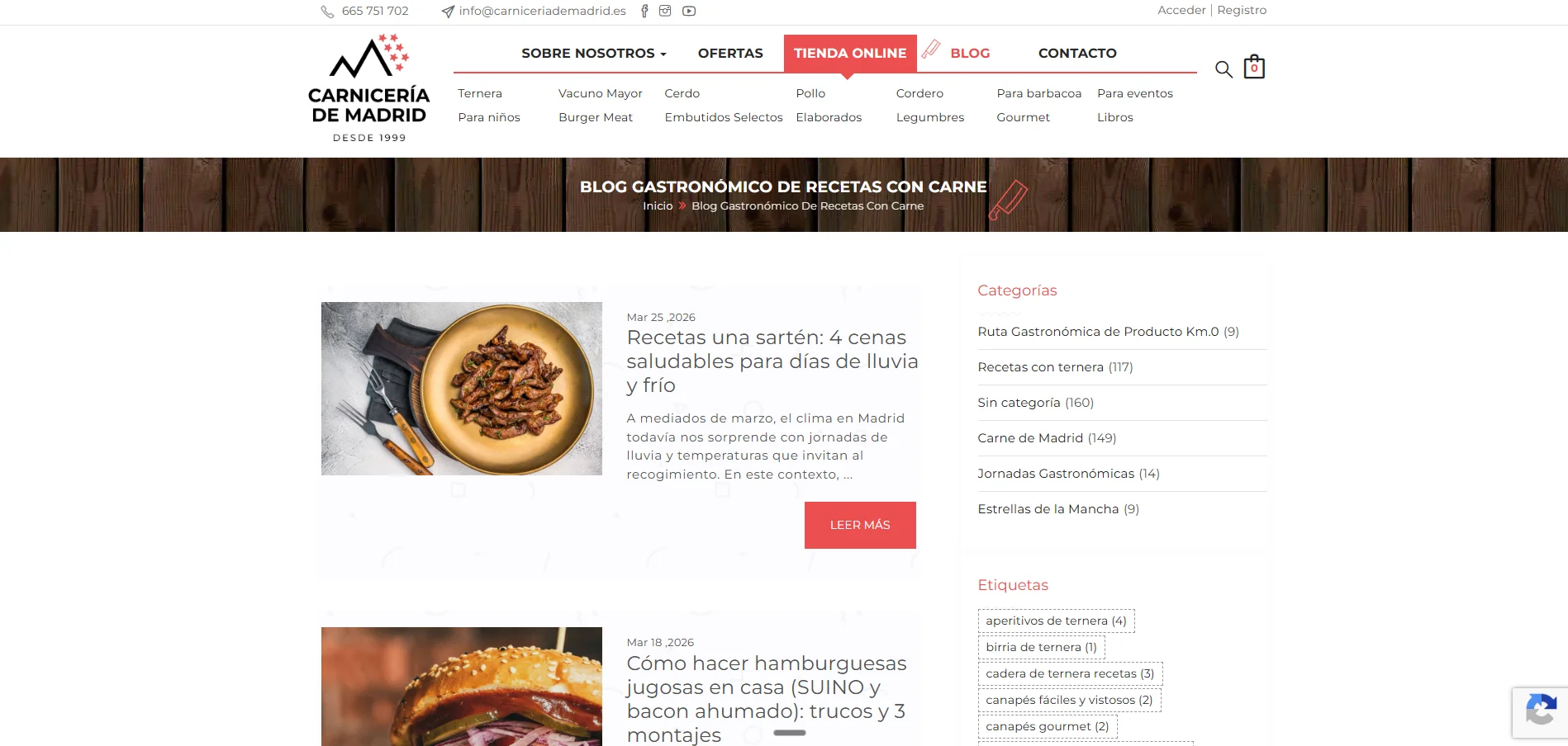 Blog gastronómico de recetas con carne