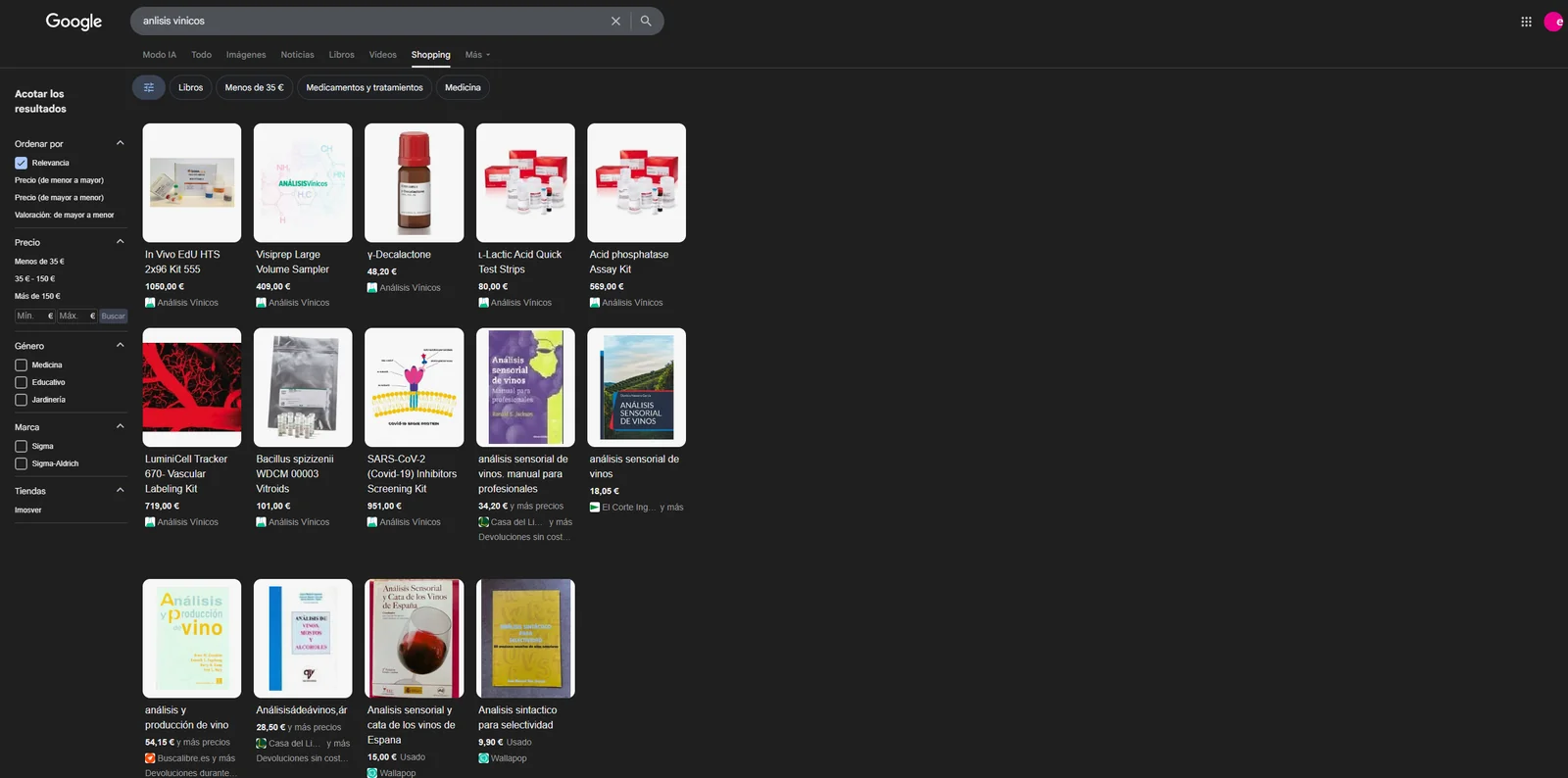 Google Shopping Analisis Vinicos