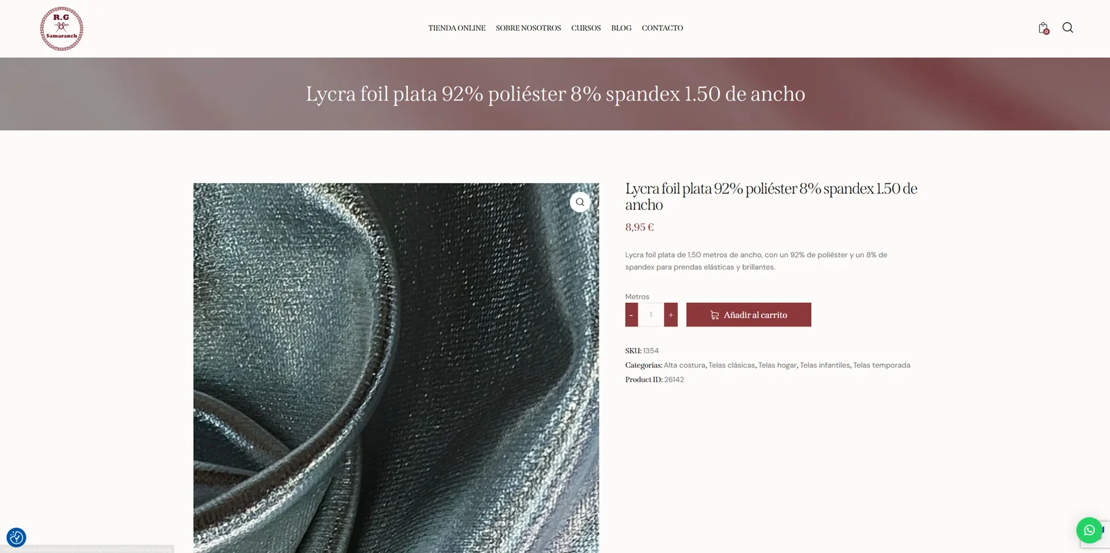 Ficha lycra foil plata