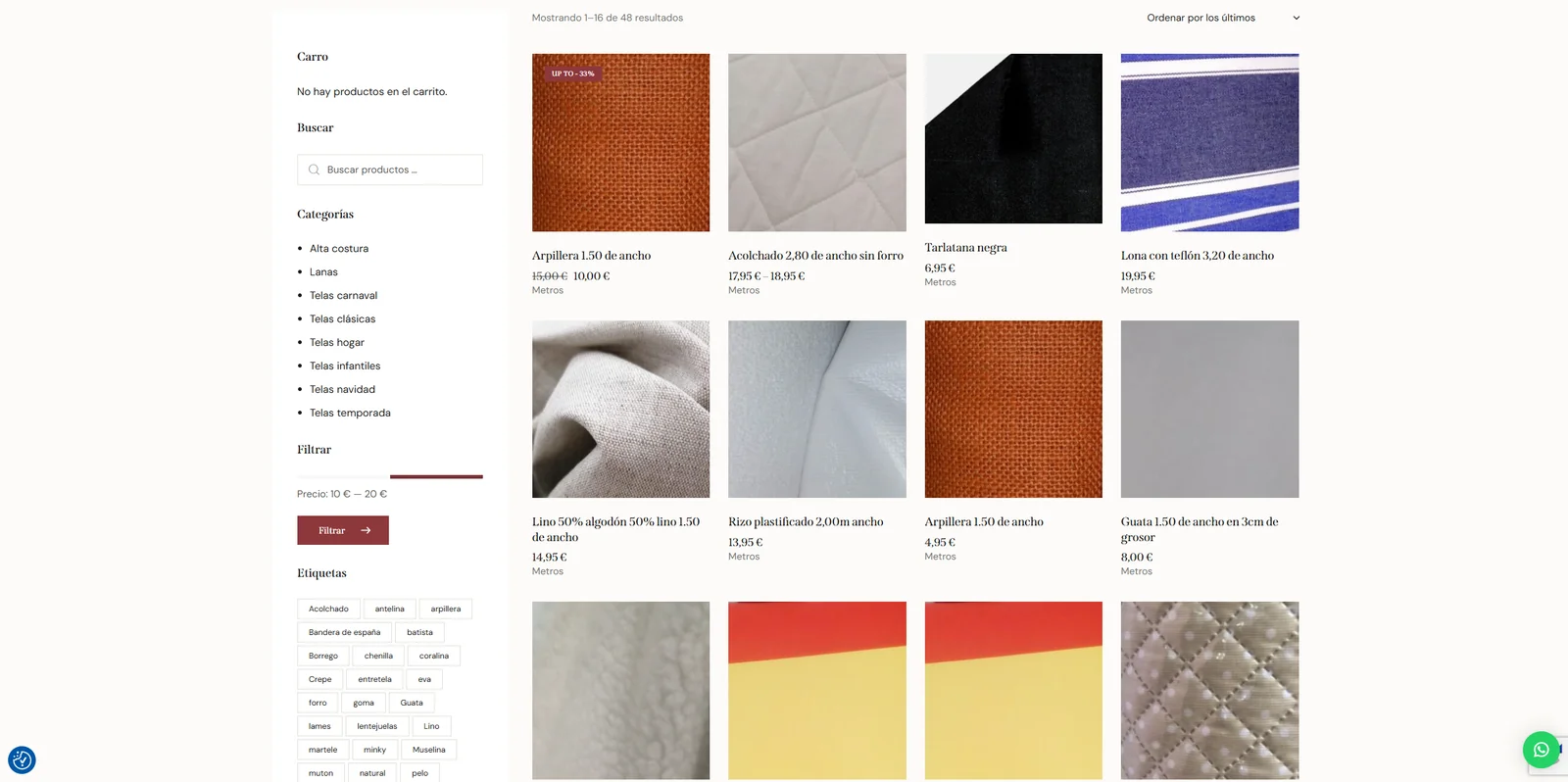 Catalogo con filtros