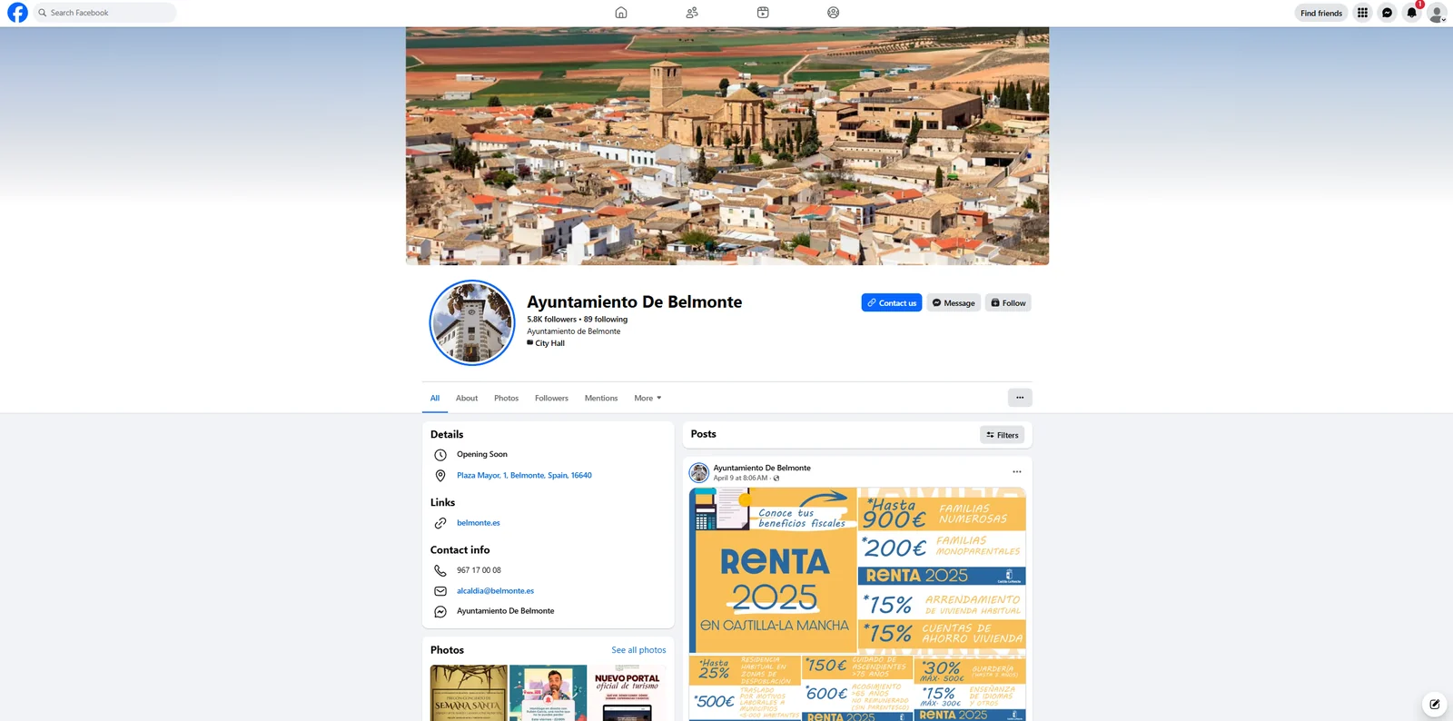 Facebook Ayuntamiento de Belmonte