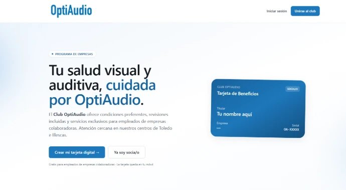 Programa de fidelización digital OptiAudio Club: tarjeta digital para empresas colaboradoras