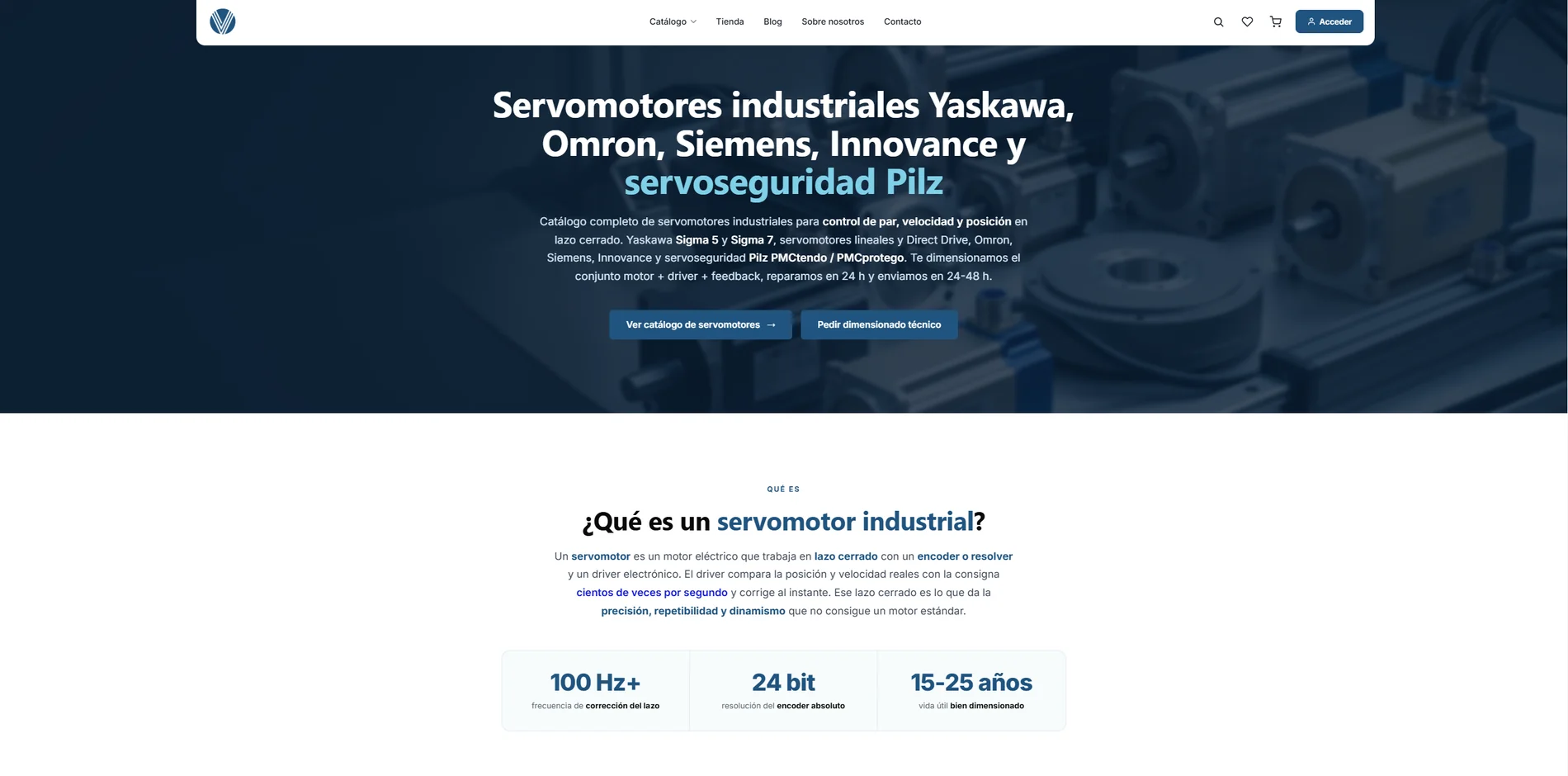 Landing de categoría de servomotores con diseño a medida