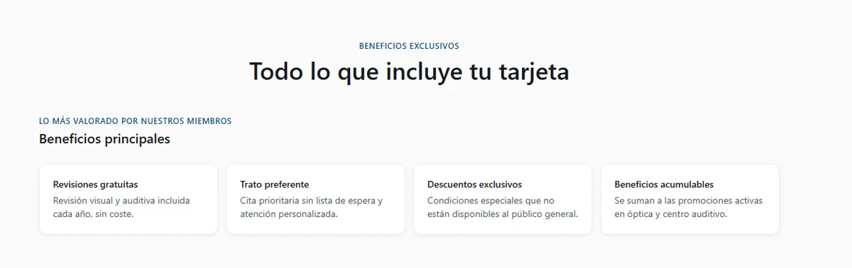 Beneficios incluidos en la tarjeta del Club OptiAudio