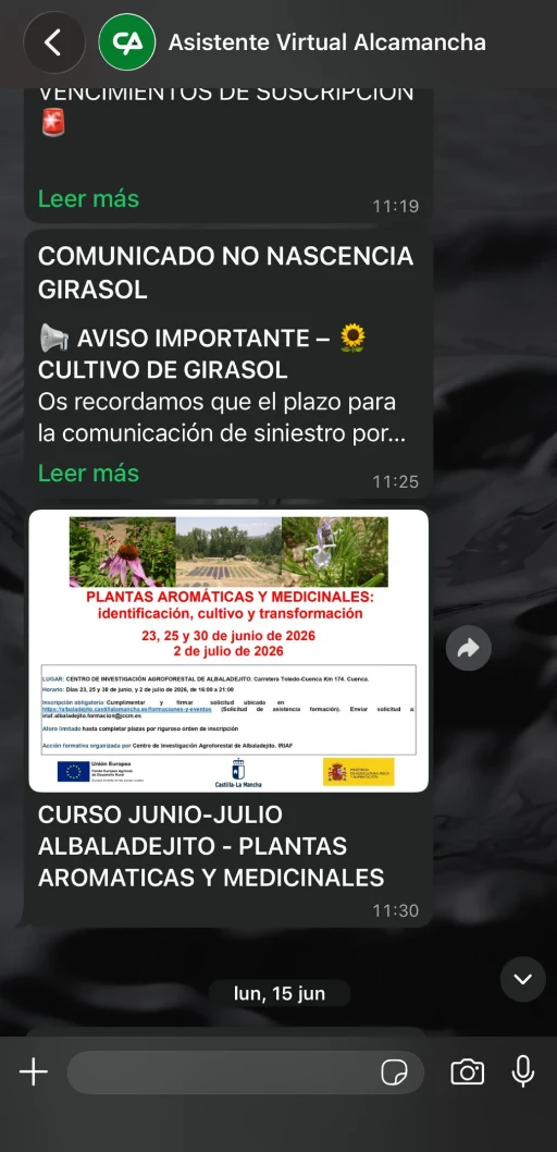 Comunicados de cultivo del girasol y cursos de formación para los socios