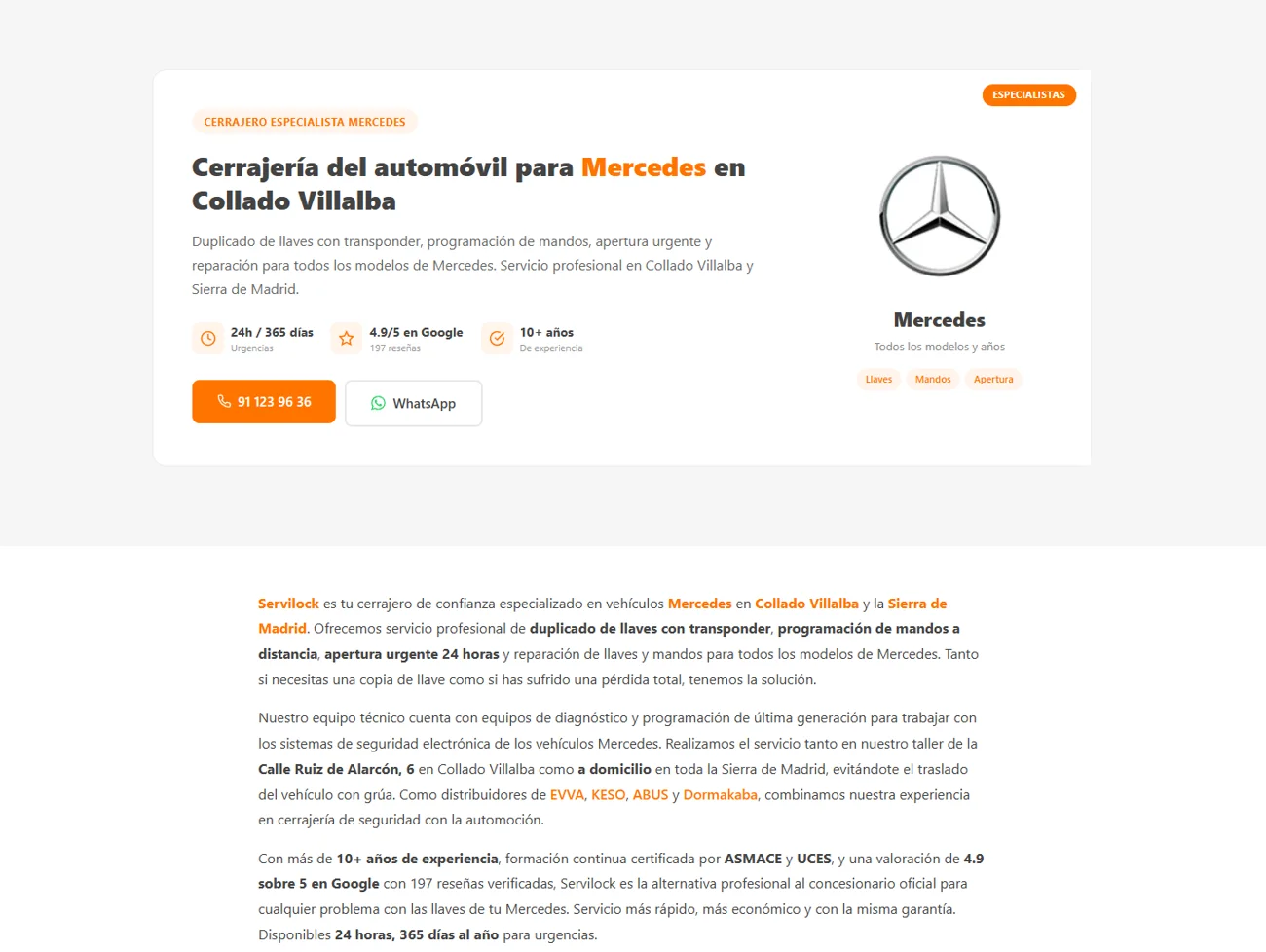 Cerrajería del automóvil para Mercedes
