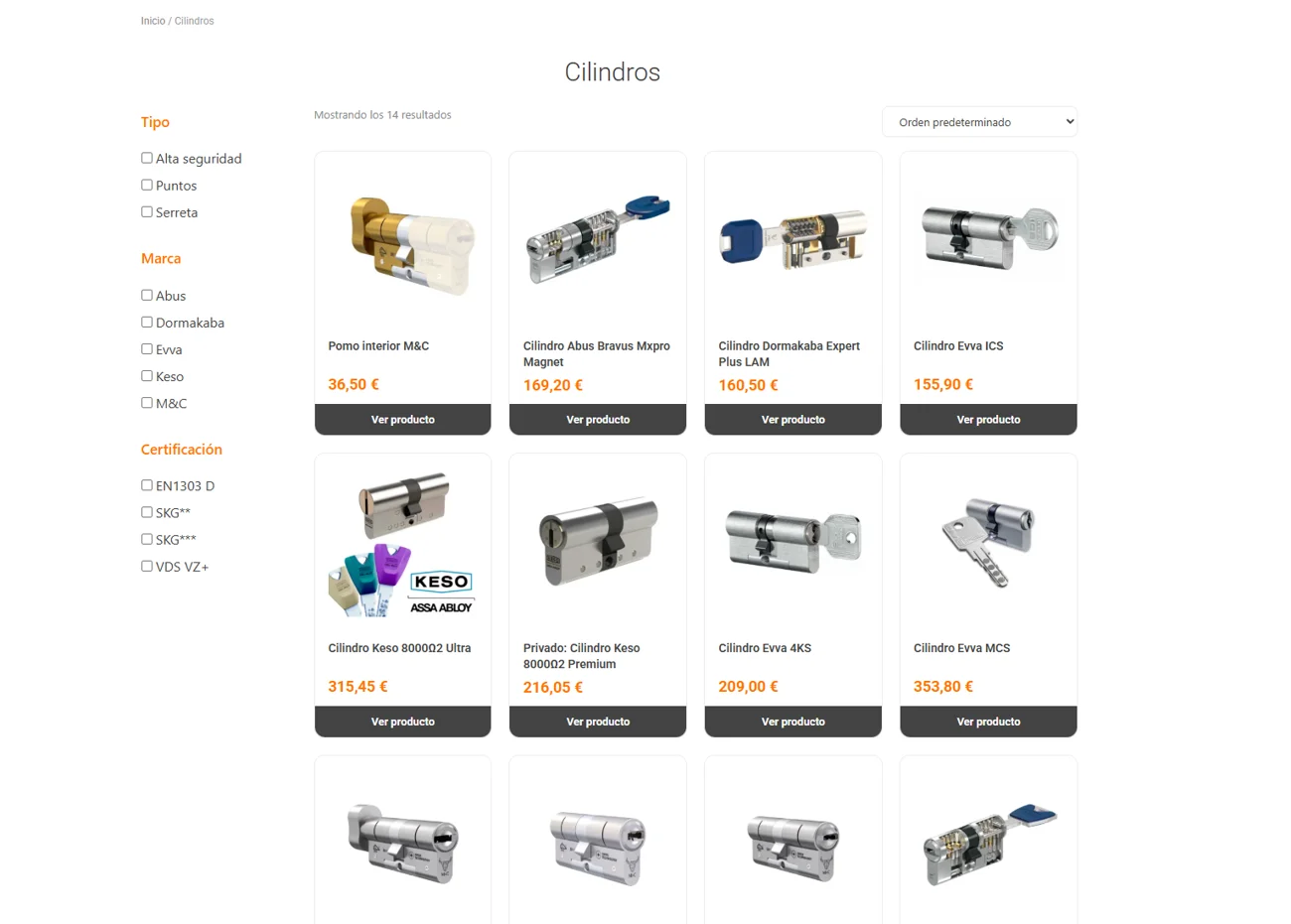 Tienda online de cilindros