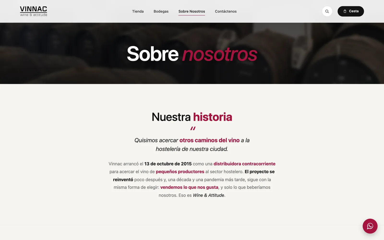 La historia de Vinnac, contada en la nueva página «Sobre nosotros» de vinnac.es