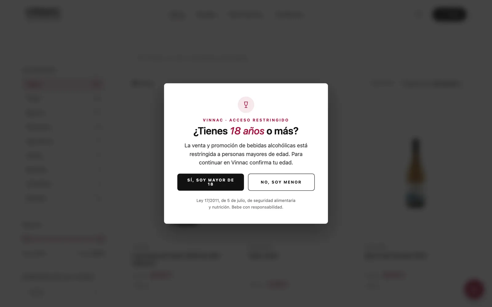 Verificación de mayoría de edad al entrar en la tienda