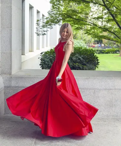 Vestido midi estampado en rojo