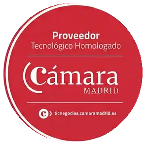 Sello de proveedor tecnológico homologado de la Cámara de Comercio de Madrid